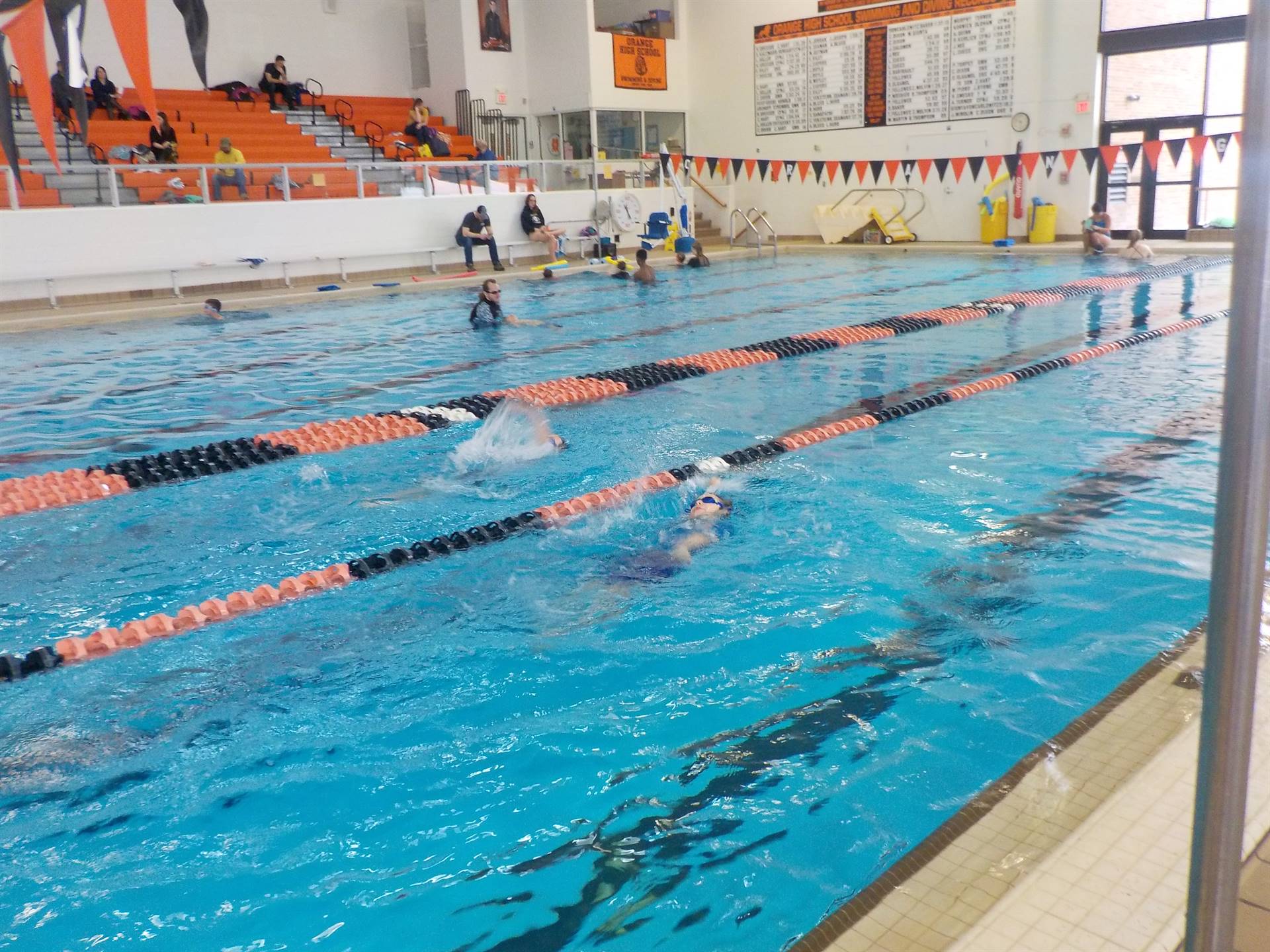 Children swimming laps in the indoor pool 