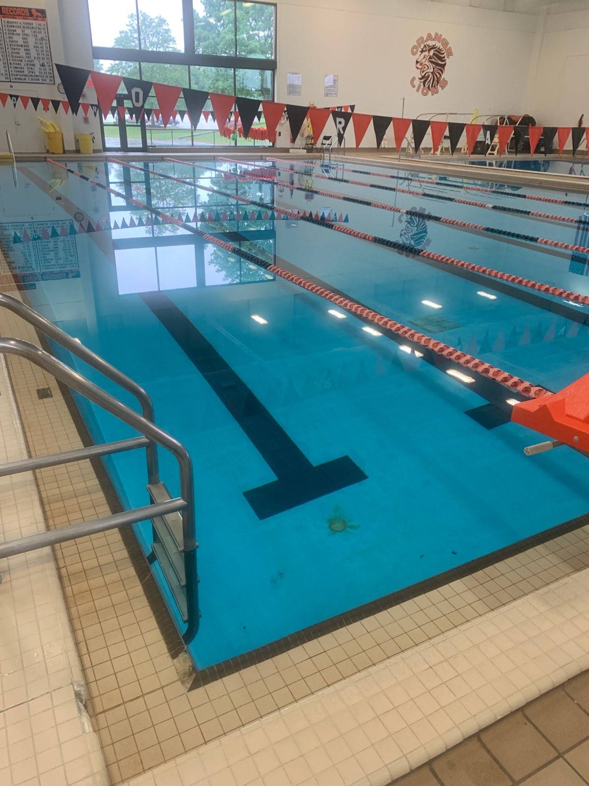 Indoor pool with lap swim lanes 